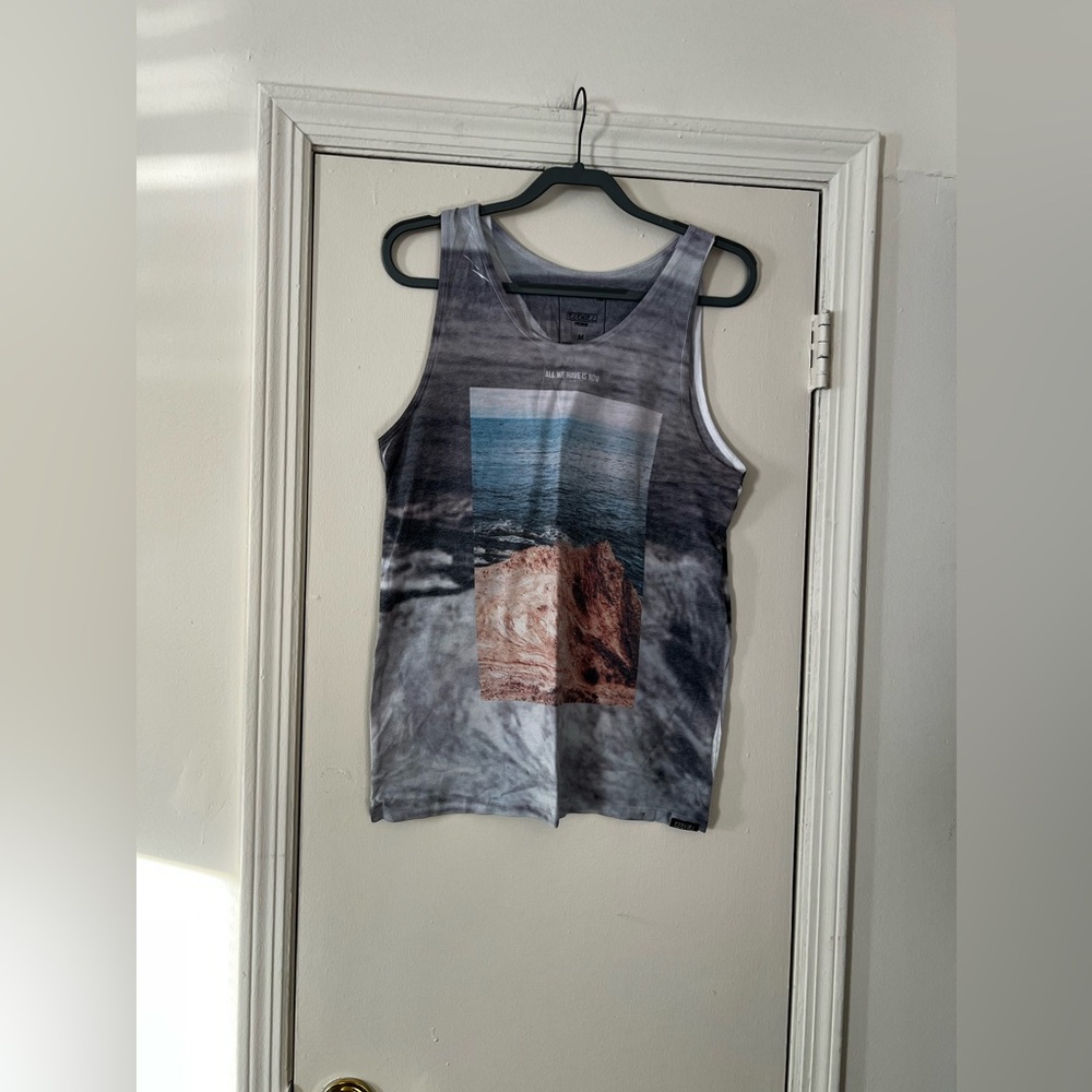 Grey and Blue Tank Top
Size Medium